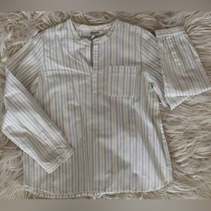 Bonpoint Cream and Gray Striped Shirt